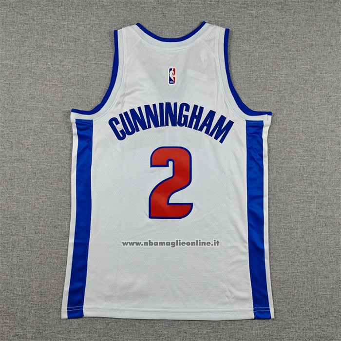 Maglia Bambino Detroit Pistons Cade Cunningham No 2 Association 2025-26 Bianco